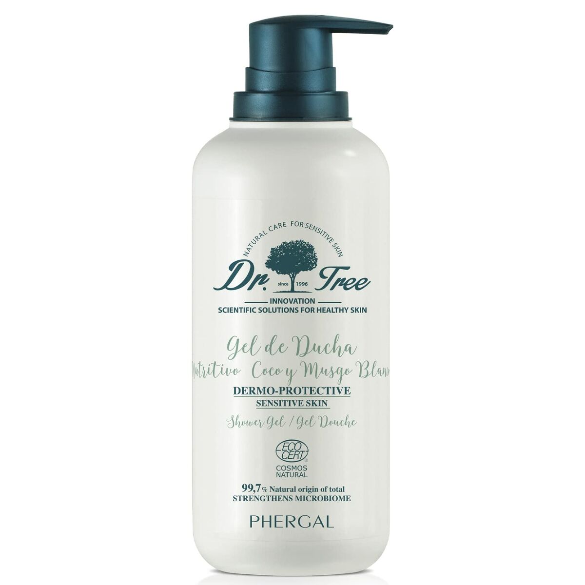Duschtvål Dr. Tree Dermoprotector Gel De Ducha 500 ml Känslig hud Kokosnöt Mossa Näringsmässigt