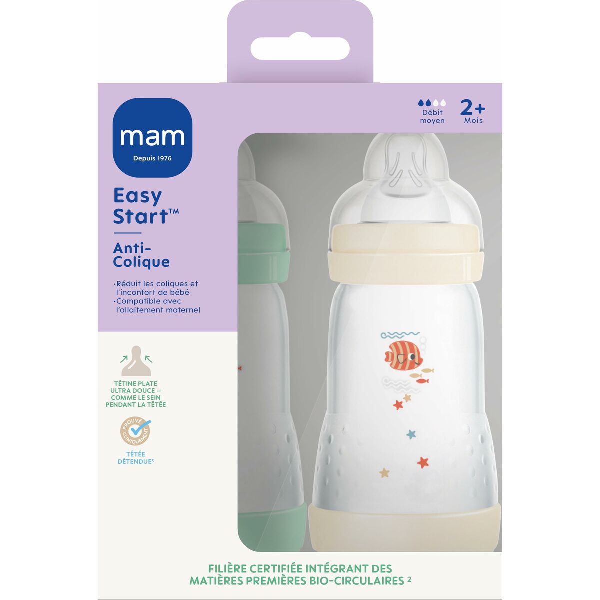 Nappflaska MAM Fishes Grön Beige - 2