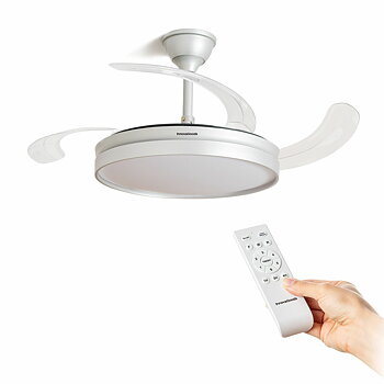 Takfläkt med LED-ljus och 4 Infällbara Blad InnovaGoods Silvrig 80 W Ø49-104 cm (Renoverade B)