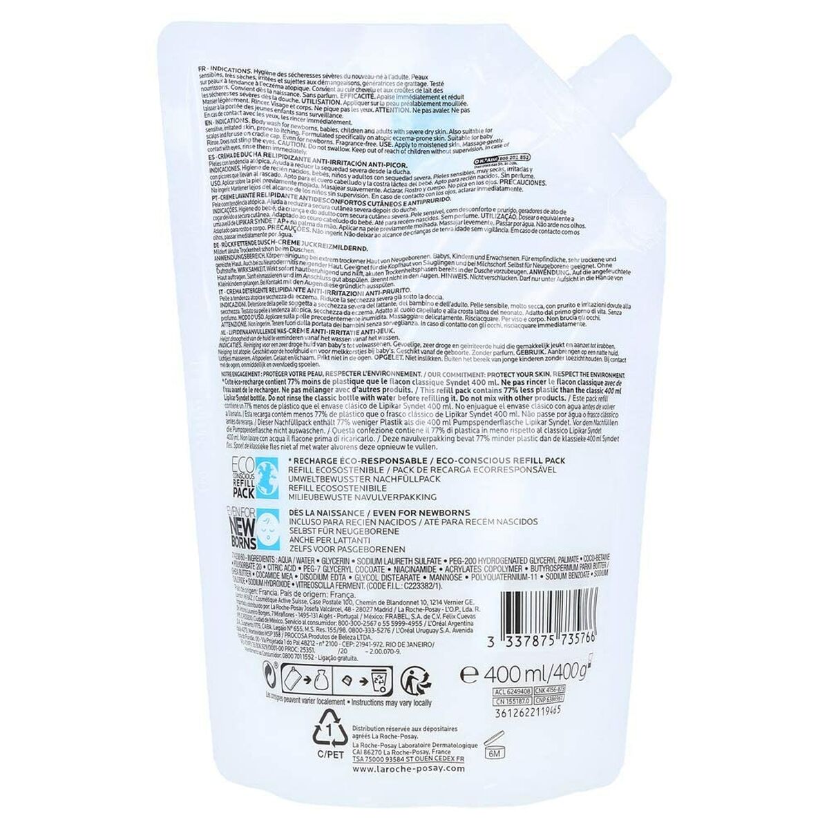 Duschkräm La Roche Posay Lipikar Syndet AP+ 400 ml Relipiderande Påfyllning - 2