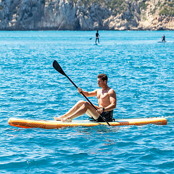 2-i-1 uppblåsbar paddel surfbräda med säte och tillbehör Siros InnovaGoods Orange 10'5" 320 cm (Renoverade A)