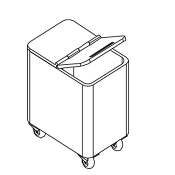 mobil bin med rundade hörn och lock, kapacitet 160 kg, 400x600 mm