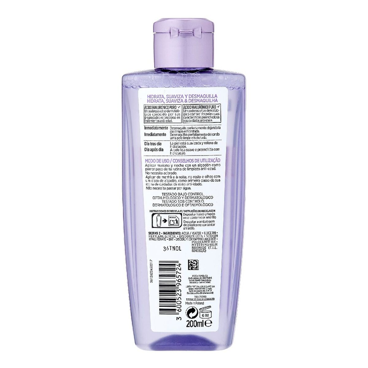 Sminkborttagande micellärt vatten L'Oreal Make Up AA220500 200 ml - 2
