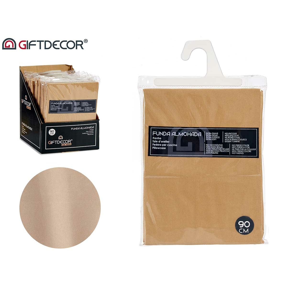 Örngott Gift Decor Beige 45 x 0,3 x 90 cm 45 x 0,2 x 70 cm 15,5 x 21 x 1,5 cm 16 x 21 x 0,2 cm