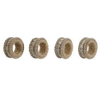Dukring DKD Home Decor Naturell Jute Harts Aluminium 6 x 3 x 6 cm 4 Delar