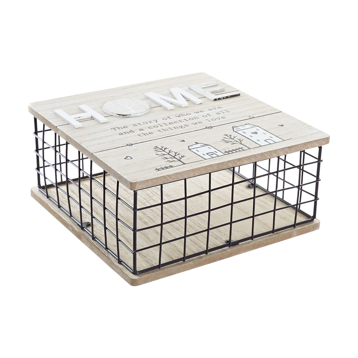 Dekorationslåda DKD Home Decor Svart Naturell Metall Trä MDF
