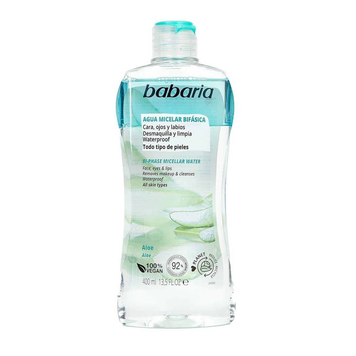 Tvåfasig ansiktsrengöring Babaria Desmaquillador Bifasico 400 ml Aloe Vera Micellärt vatten