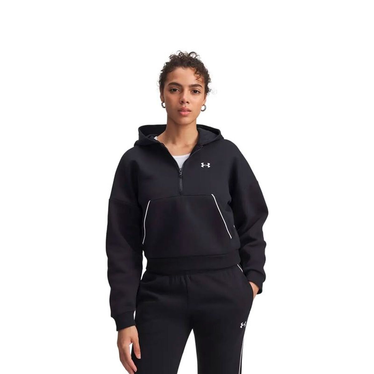 Tröja med huva Dam Under Armour Rival Flc Piped Hz Svart