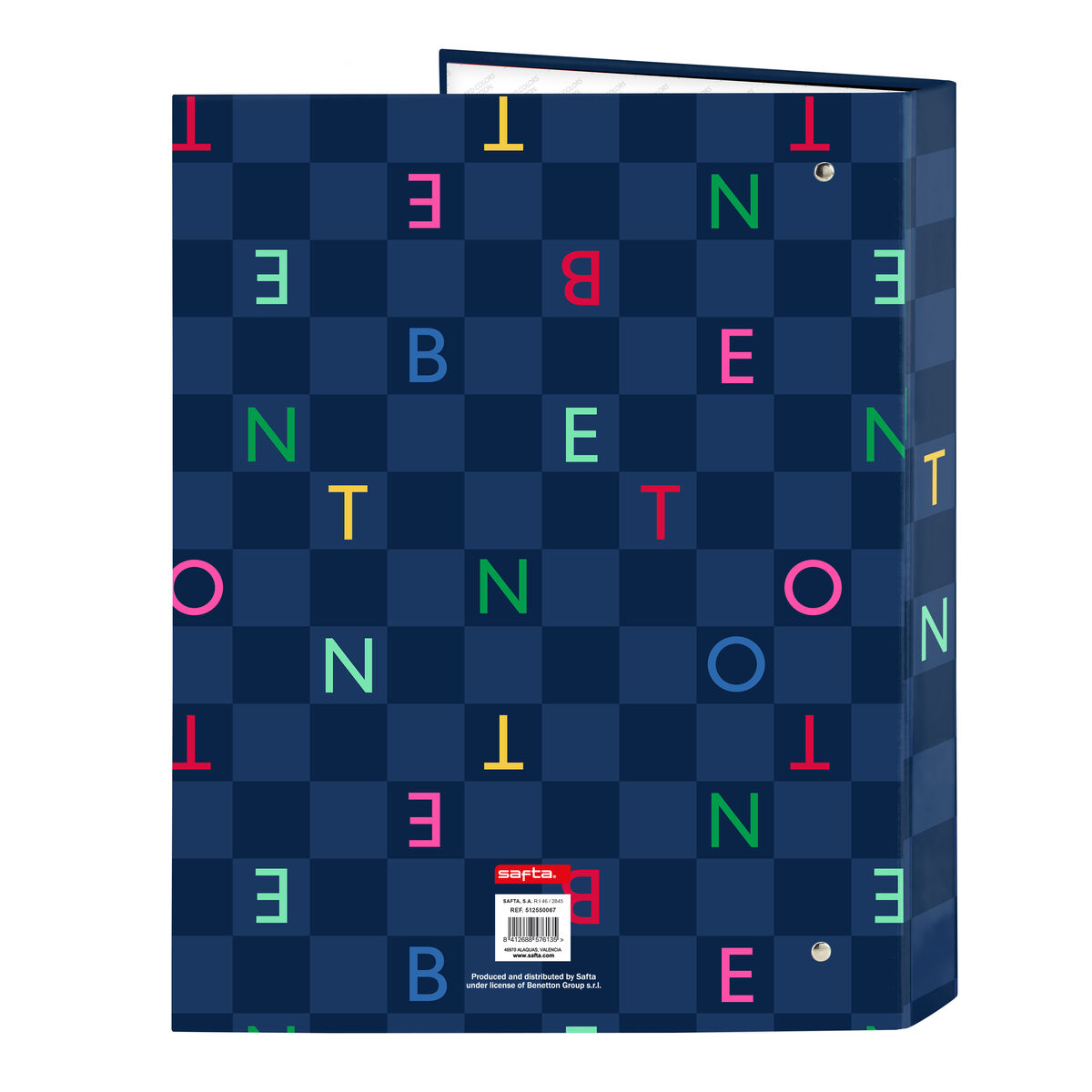 Ringpärm Benetton Damero Marinblå A4 26.5 x 33 x 4 cm - 2