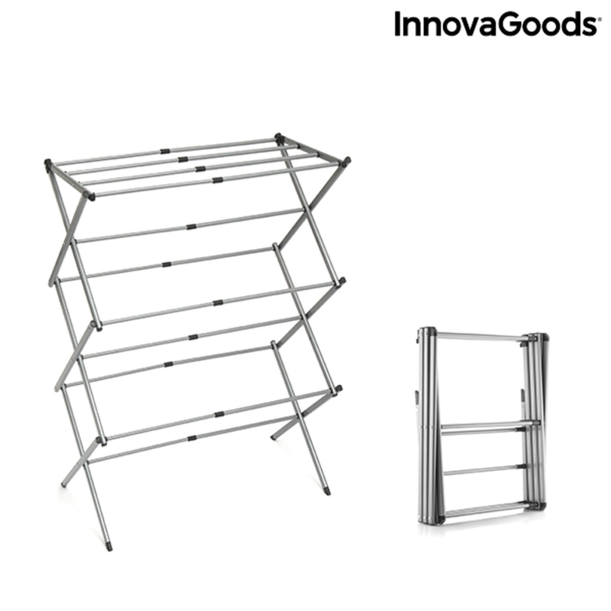 Hopfällbar och utdragbar torkställning av metall med 3 höjdnivåer Cloxy InnovaGoods .. Järn (Renoverade A)