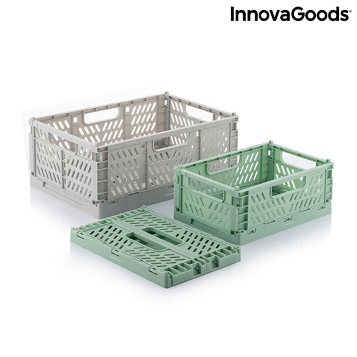 Set med 3 hopfällbara och stapelbara förvaringslådor Boxtor InnovaGoods V0103244 Plast 3 Delar (Renoverade B)