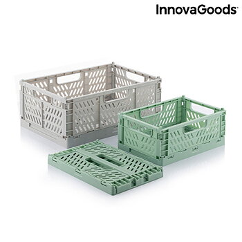 Set med 3 hopfällbara och stapelbara förvaringslådor Boxtor InnovaGoods V0103244 Plast 3 Delar (Renoverade B)