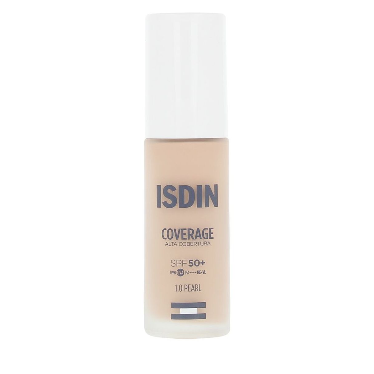 Flytande makeupbas Isdin COVERAGE Nº 1.0 Pearl Spf 50 30 g