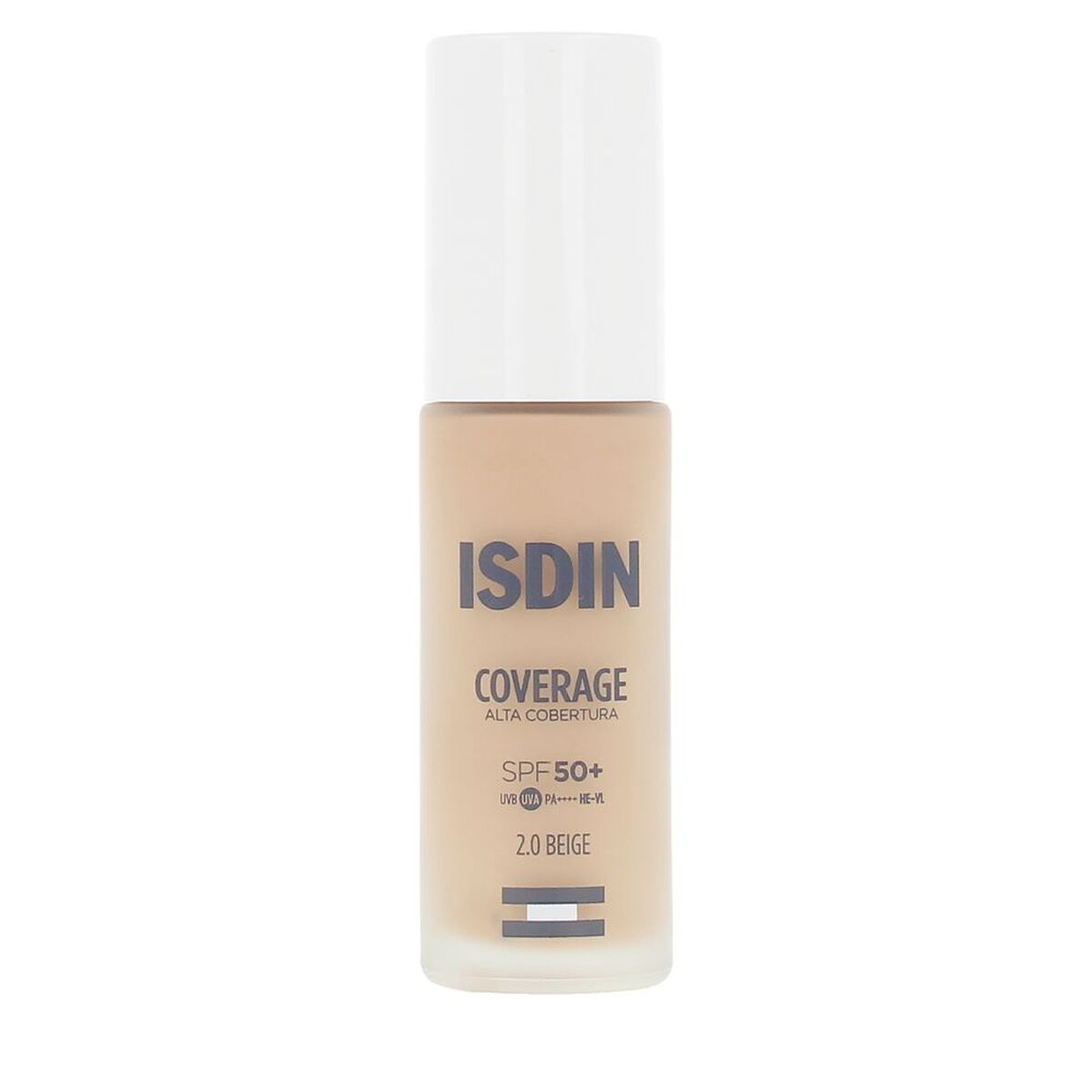 Flytande makeupbas Isdin COVERAGE Nº 2.0 Beige Spf 50 30 g