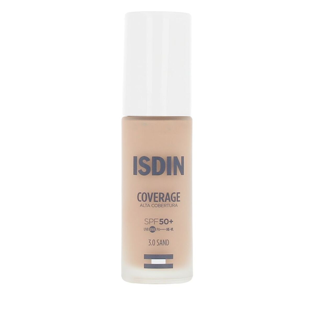 Flytande makeupbas Isdin COVERAGE Nº 3.0 Sand Spf 50 30 g