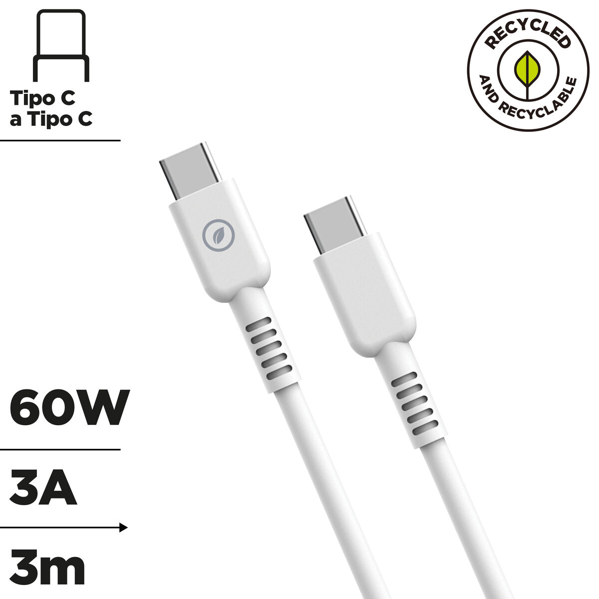 USB-C till USB-C Kabel Muvit for Change Vit 3 m - 2