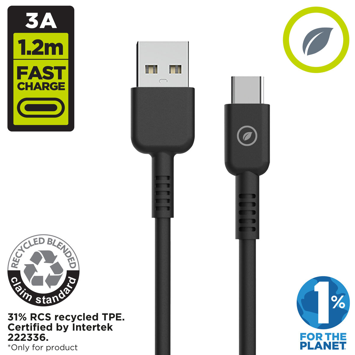 Kabel USB till Lightning Muvit for Change Svart 1,2 m - 2