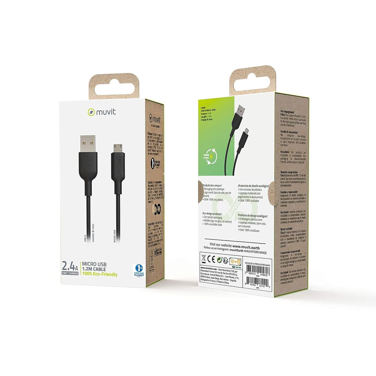 Kabel Micro USB Muvit MCUSC0014 Svart 1,2 m - 2