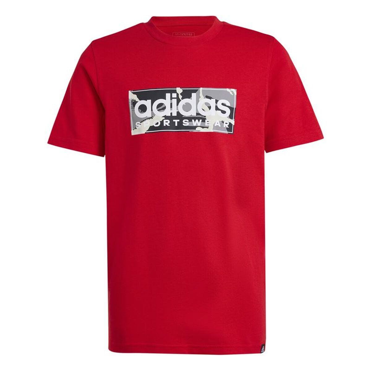 Barn T-shirt med kortärm Adidas Camo Linear 11–12 år Röd