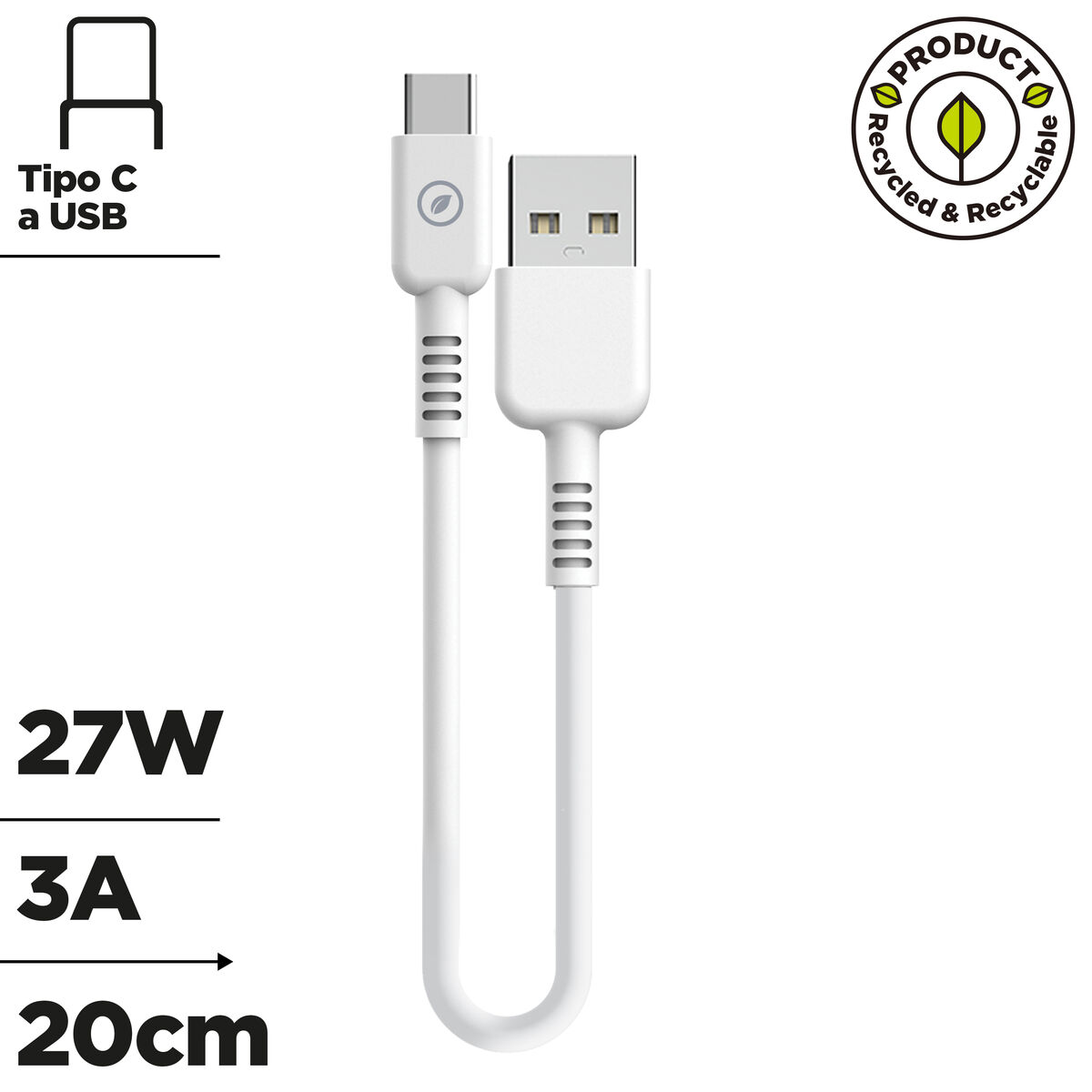 USB-kabel Muvit Vit 20 cm - 2