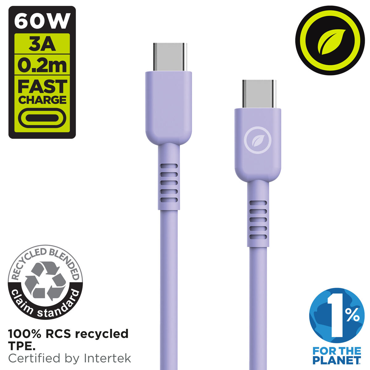 USB-C till USB-C Kabel Muvit for Change Lavendel 0,2 m - 2