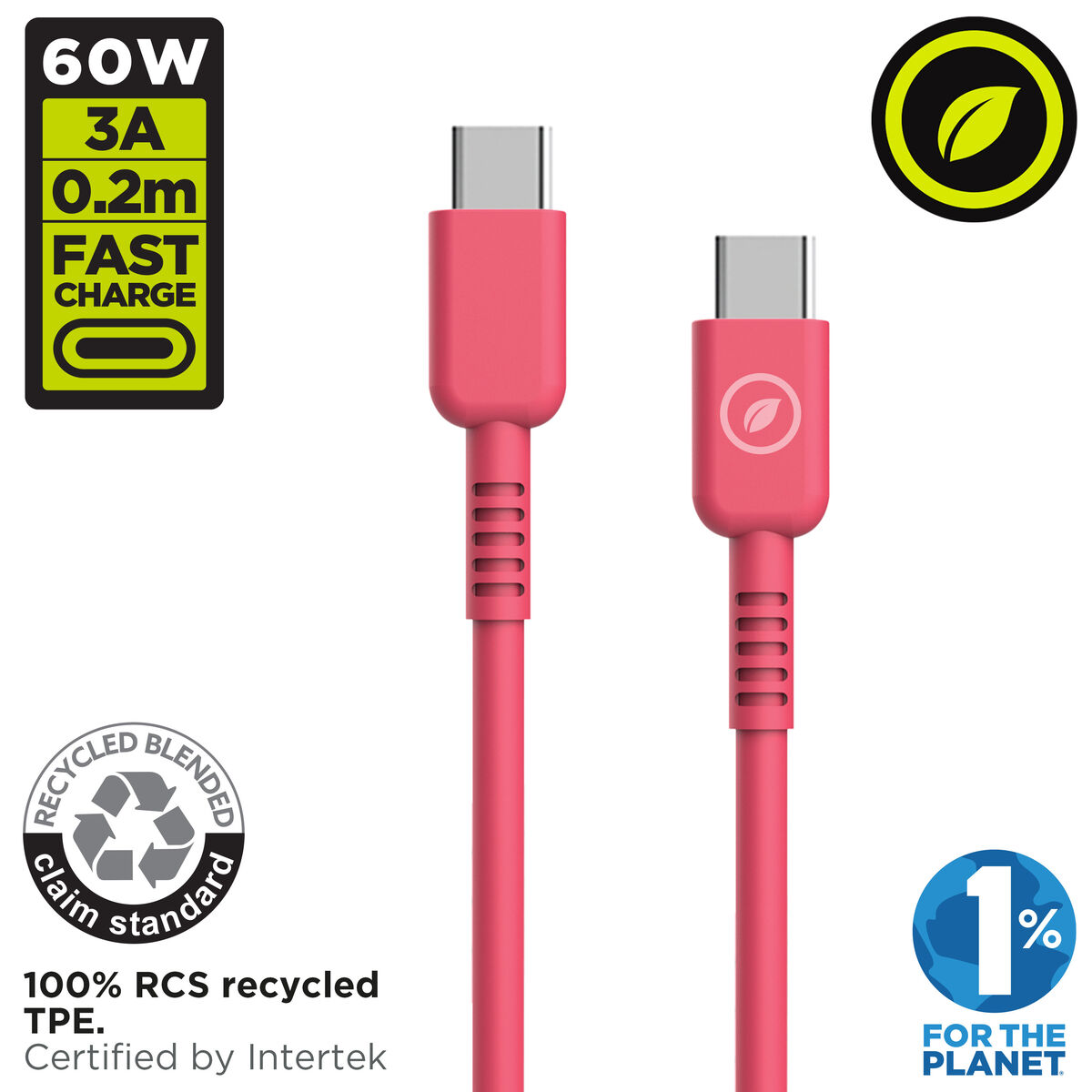 USB-C till USB-C Kabel Muvit for Change Magenta 0,2 m - 2
