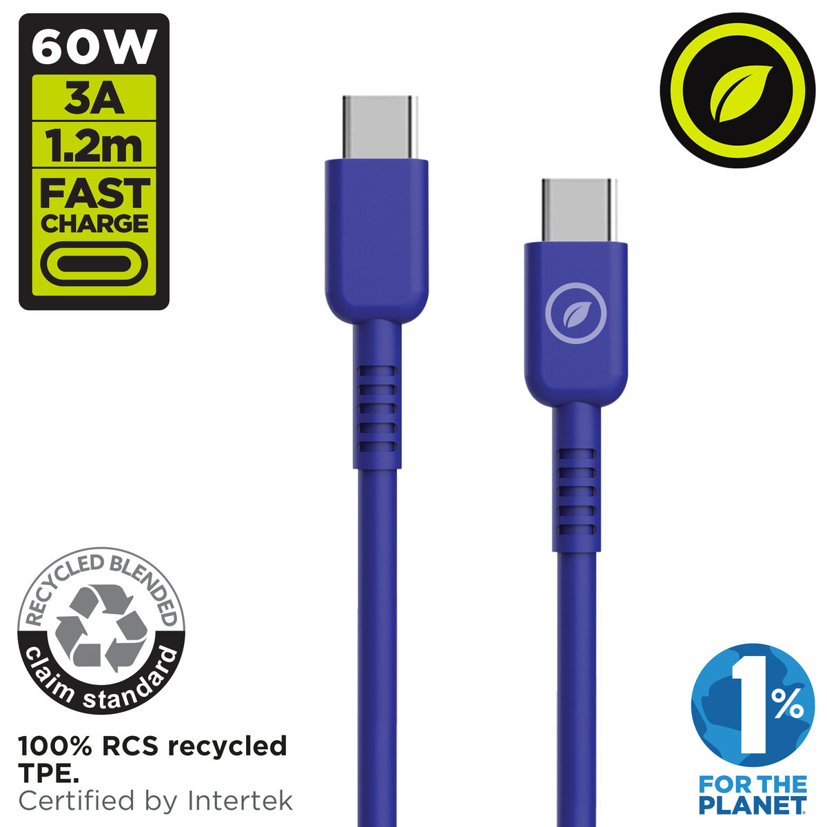 USB-C till USB-C Kabel Muvit for Change Blå 1,2 m - 2
