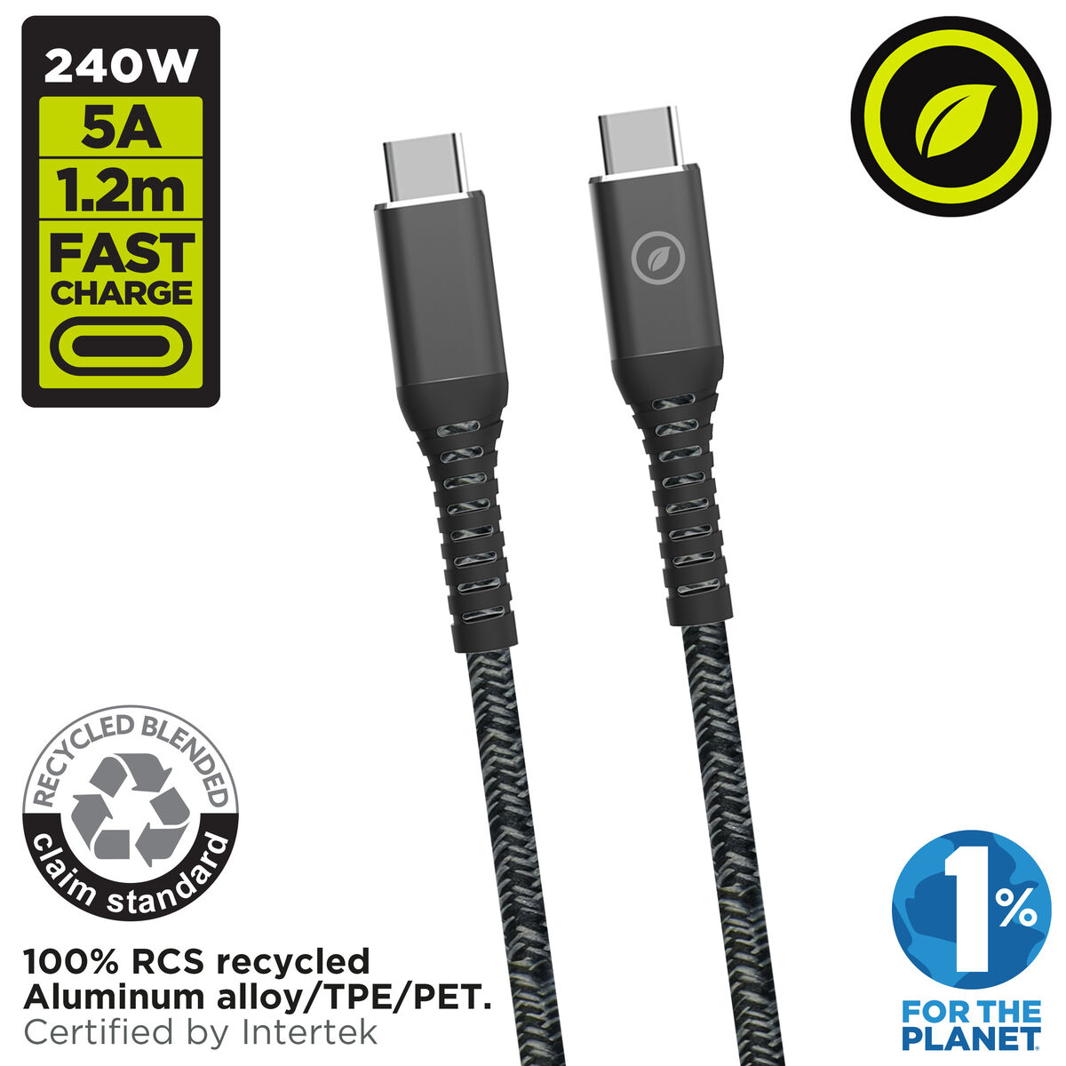 USB-C till USB-C Kabel Muvit for Change Svart 1,2 m - 2