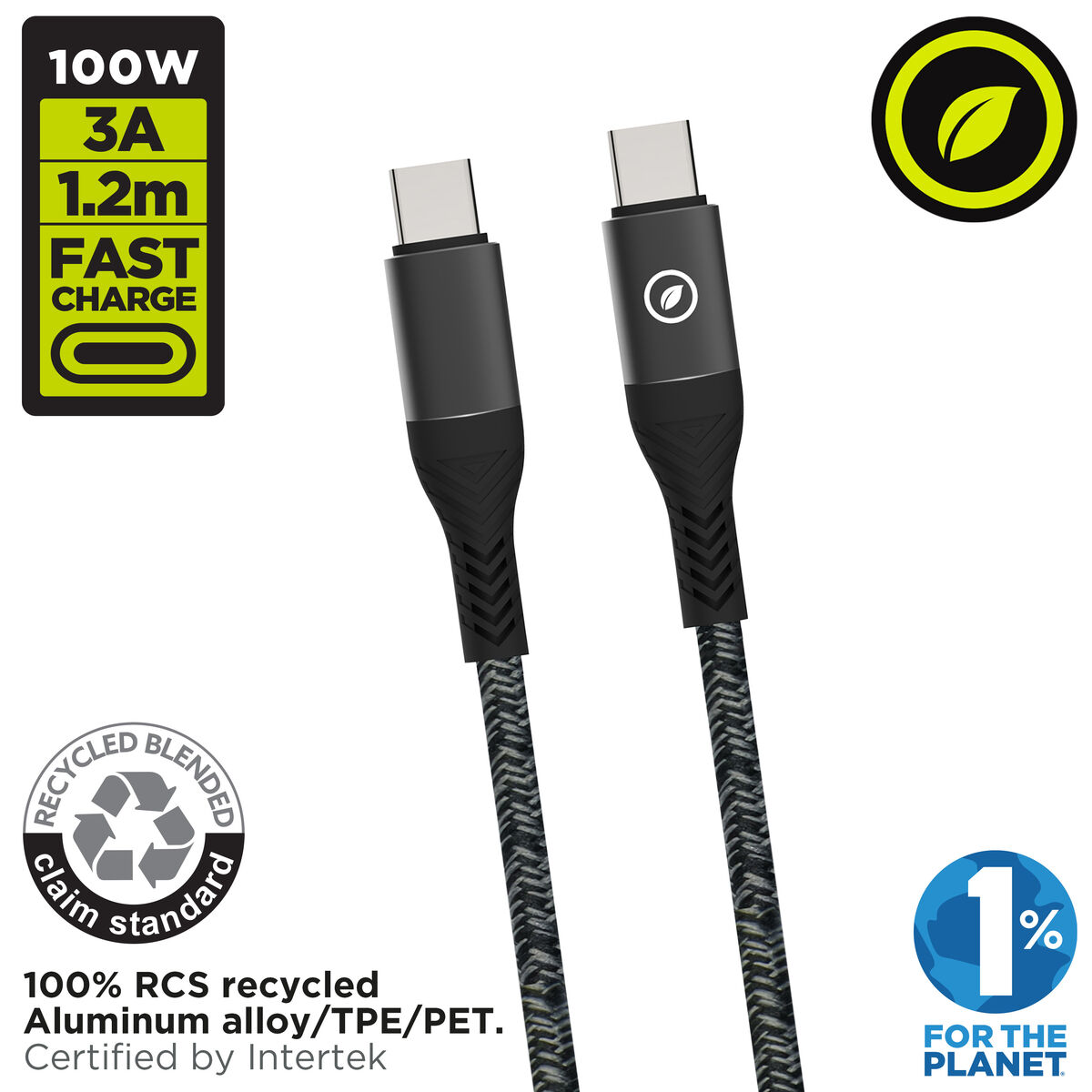 USB-C till USB-C Kabel Muvit for Change Svart 1,2 m - 2