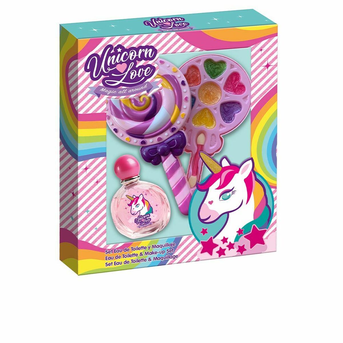 Sminkset för barn Unicorn Love Bi Lollipop EDT 9 Delar