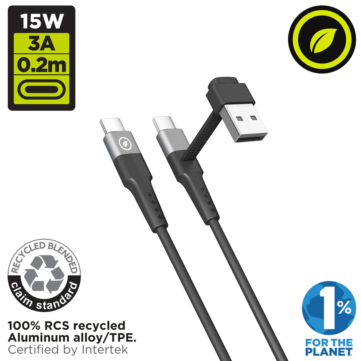 USB A till USB-C Kabel Muvit for Change Svart - 2