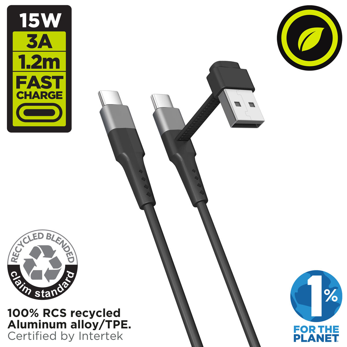 USB A till USB-C Kabel Muvit for Change Svart - 2