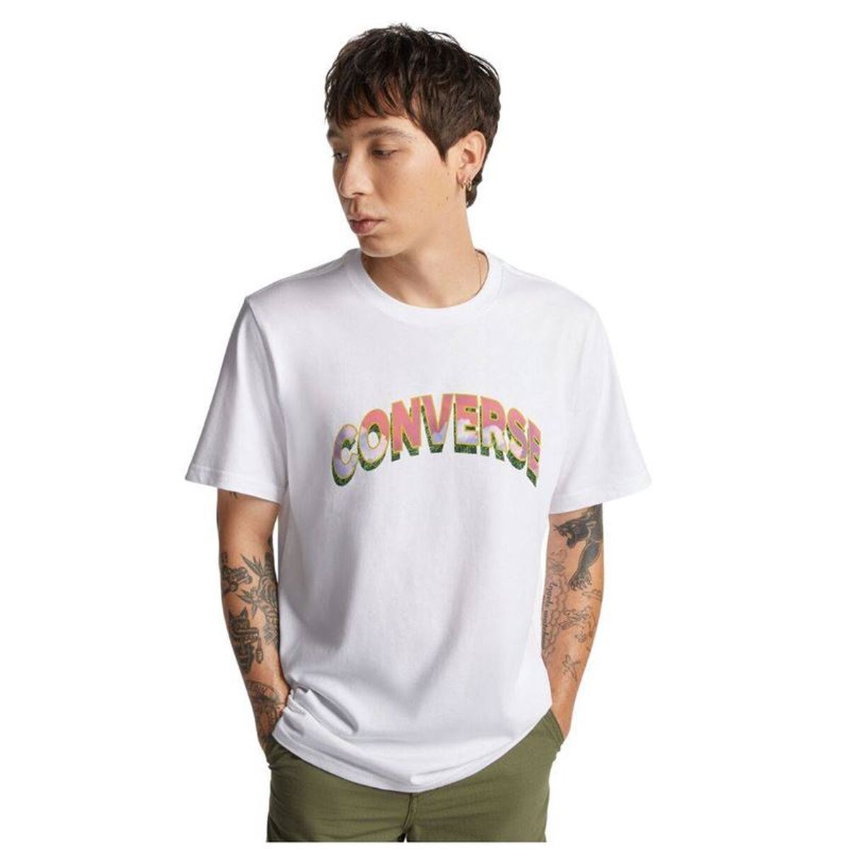 T-shirt med kortärm Herr Converse 10024589-A03 Vit (XS)