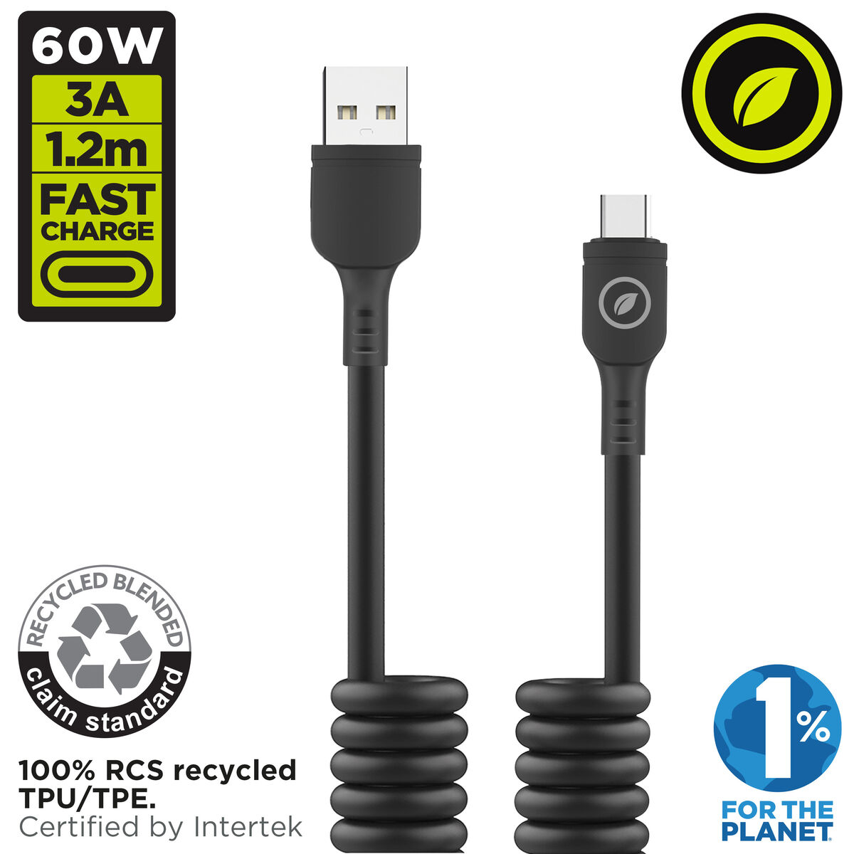 USB A till USB-C Kabel Muvit for Change Svart - 2