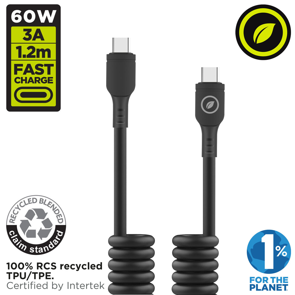 USB-C till USB-C Kabel Muvit for Change Svart 1,2 m - 2