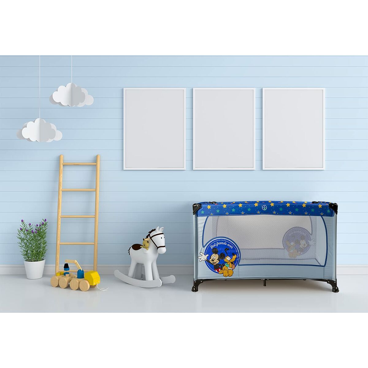Resesäng för bebis Mickey Mouse CZ10607 120 x 65 x 76 cm Blå - 3