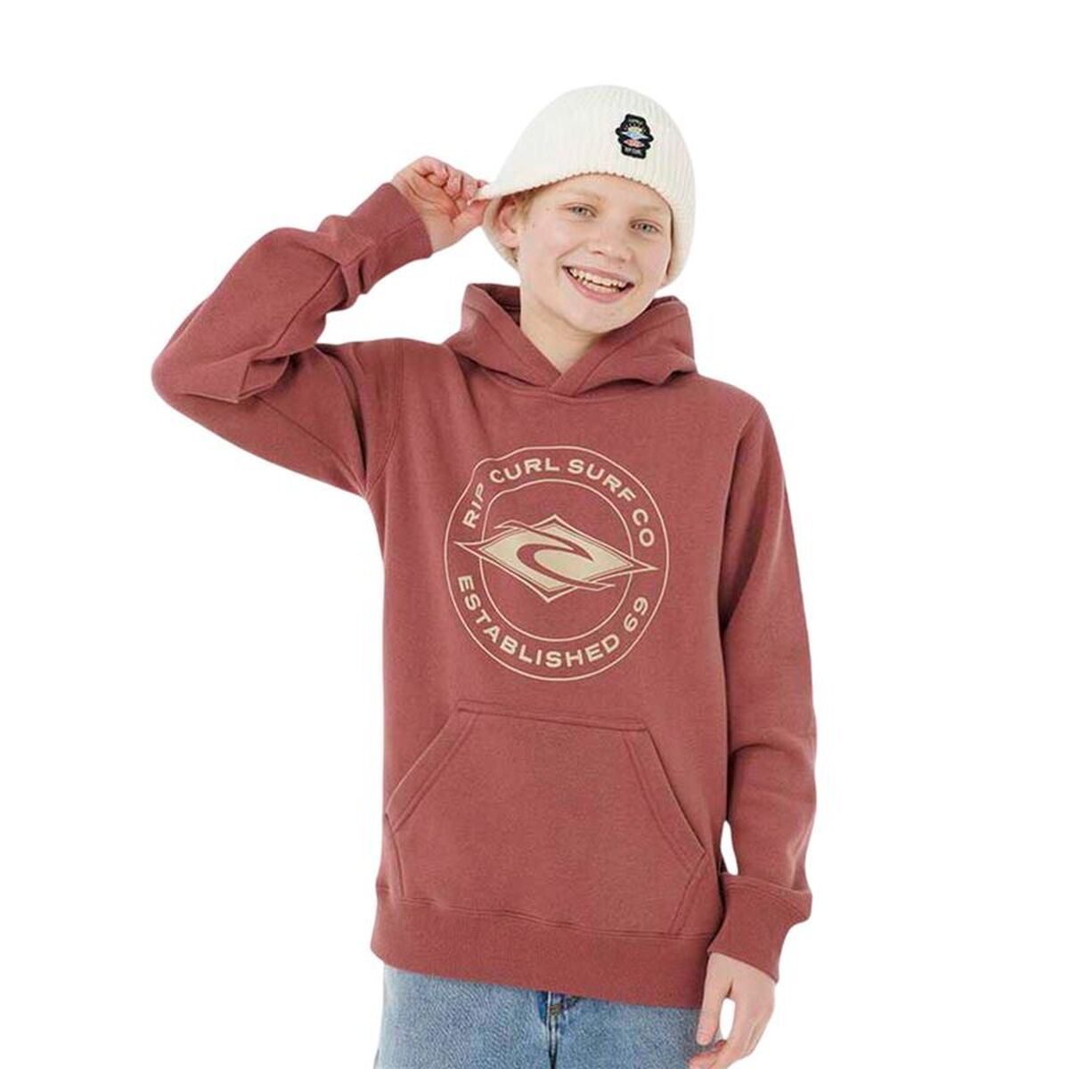 Tröja med huva Unisex Rip Curl Stapler Hood Rödbrun