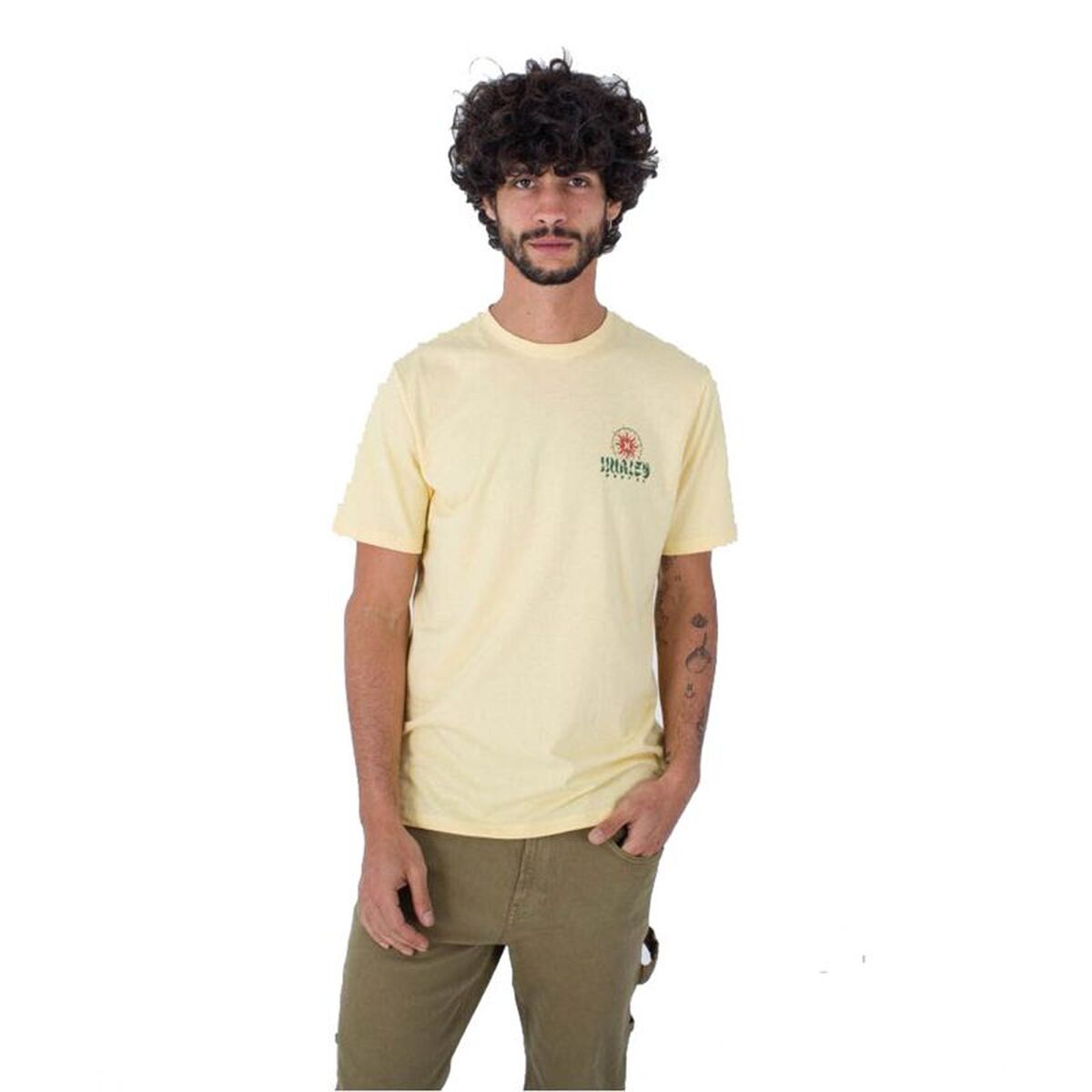 T-shirt med kortärm Herr Hurley MTS0035680-H713 Gul (S)