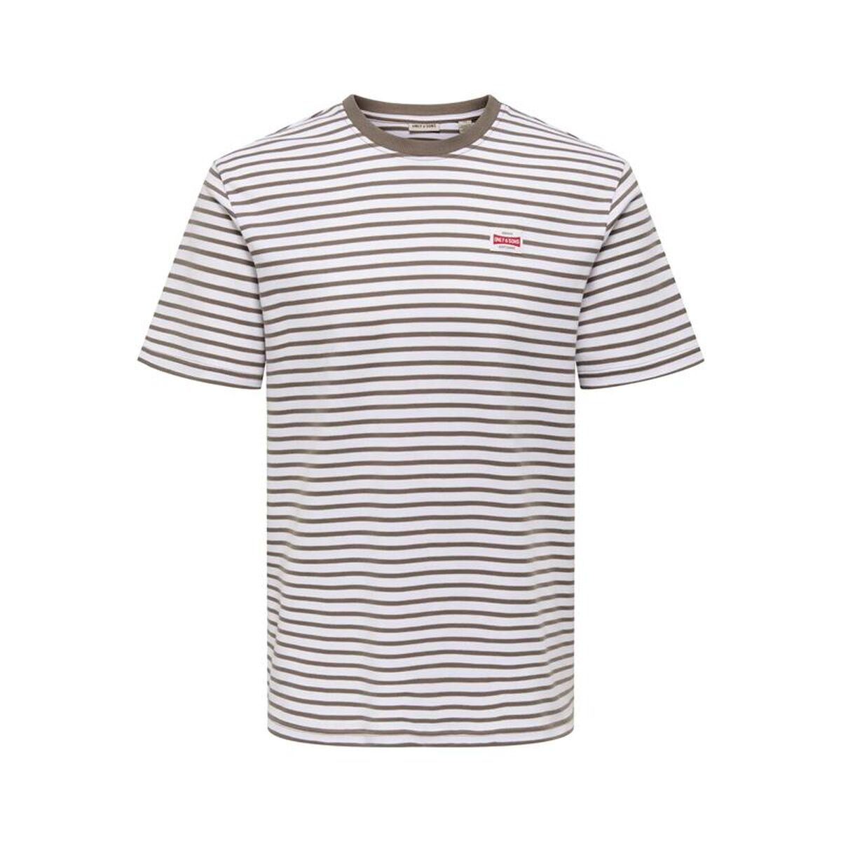 T-shirt med kortärm Herr Only & Sons Onsdawson Reg Stripe Ljusbrun