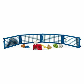 Set med lantbruksdjur Schleich Rabbit and guinea pig hutch Kanin Plast