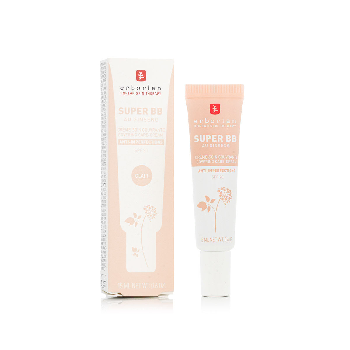Hydrerande kräm med färg Erborian Super BB clair 15 ml Spf 20