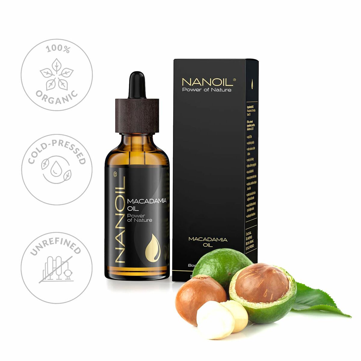 Badolja Nanoil Power Of Nature 50 ml Macadamianötter olja - 2