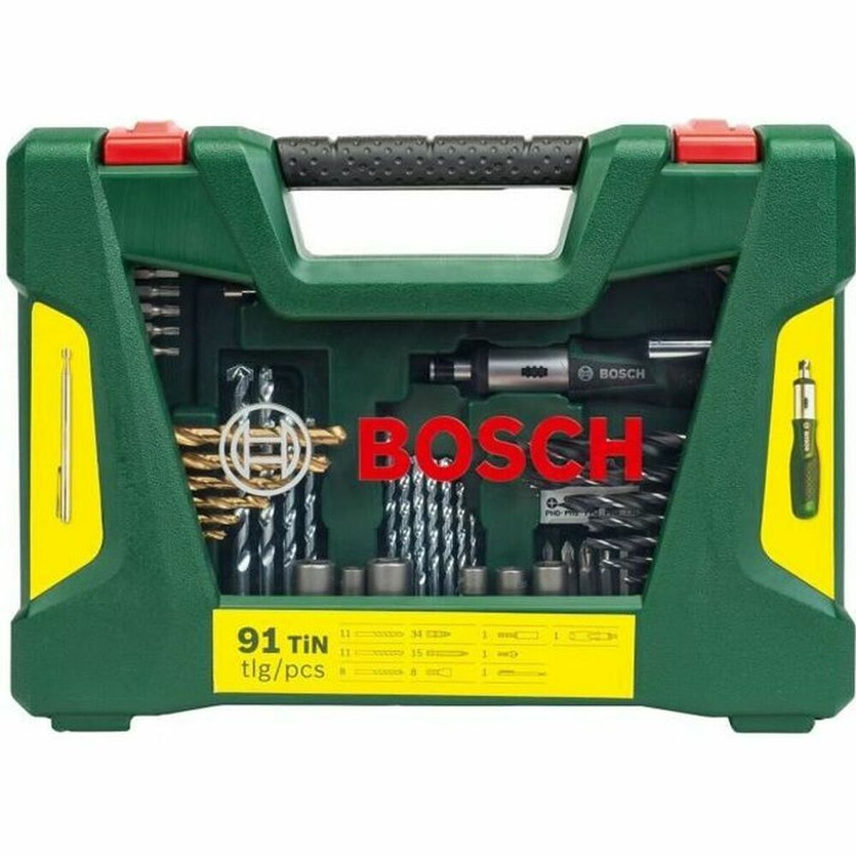 Spolset BOSCH 2607017195 Förvaringslåda Transportfodral (91 Delar)