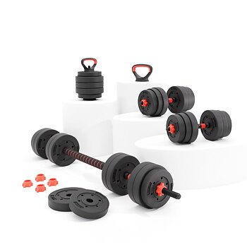 Kettlebell och hantelsats KSIX Svart 20 kg 19 Delar