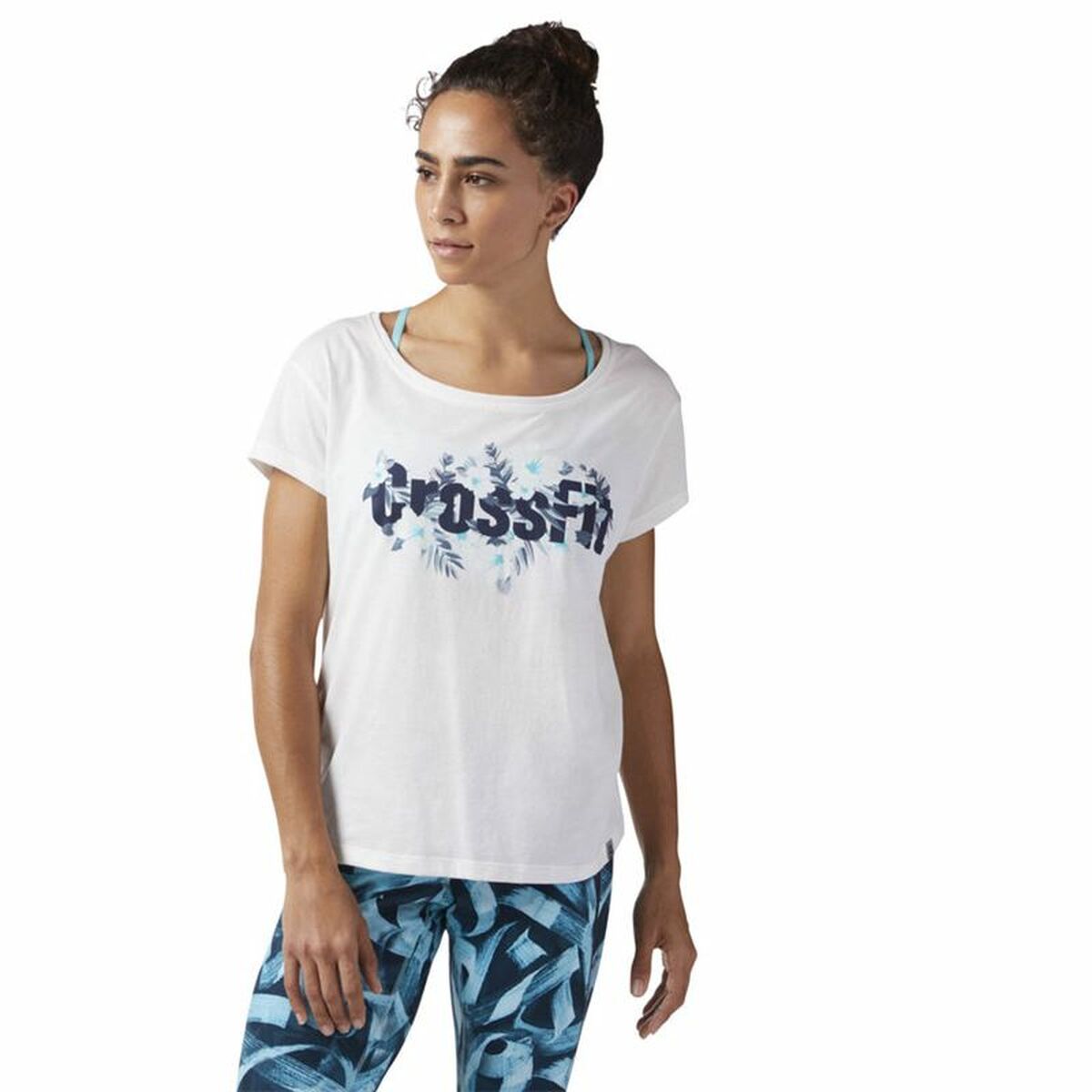 T-shirt med kortärm Dam Reebok Floral Easy Crossfit Vit - 2