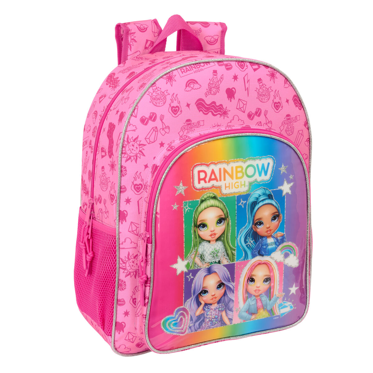 Skolryggsäck Rainbow High Shine Multicolour 33 x 42 x 14 cm
