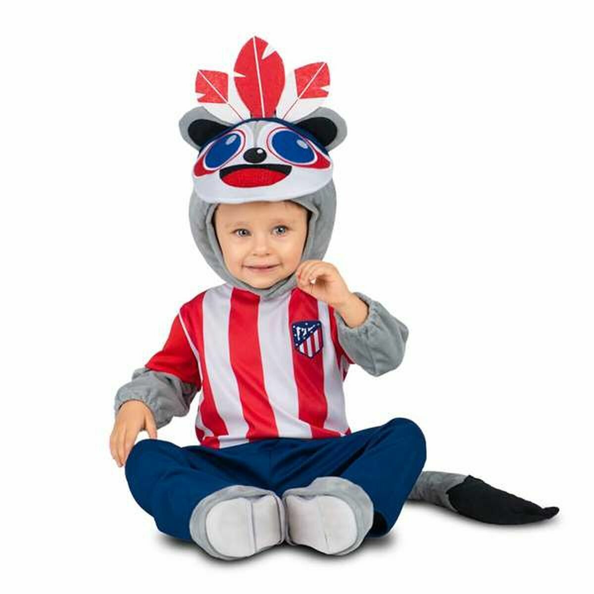Maskeraddräkt bebis Atlético Madrid Röd American Indian 5 Delar - 3