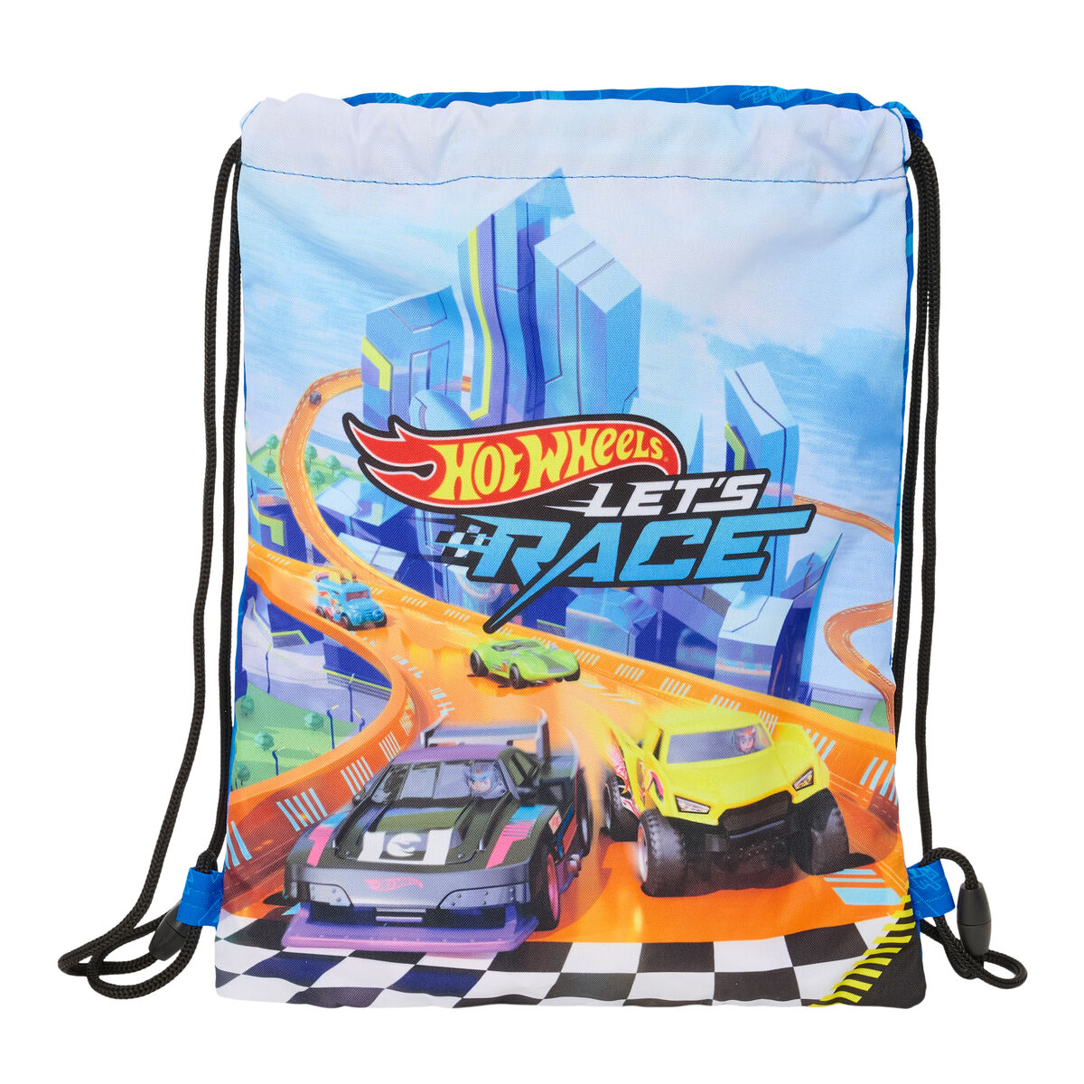 Skopåse med remmar Hot Wheels Let's race Blå Svart 26 x 34 x 1 cm