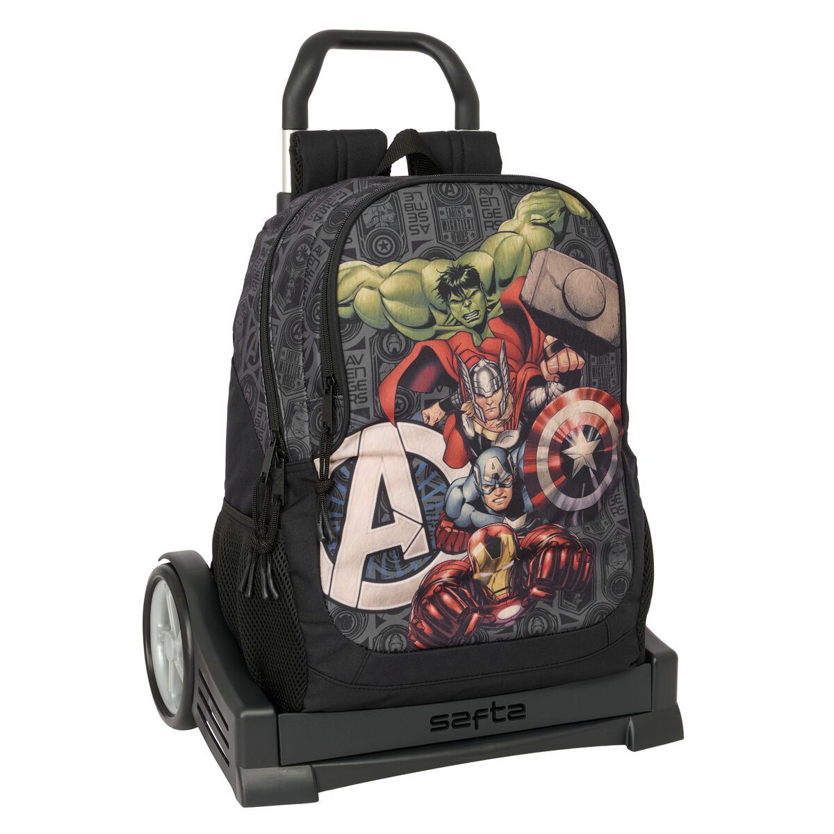 Skolväska med hjul The Avengers Vendetta Svart 32 x 44 x 16 cm