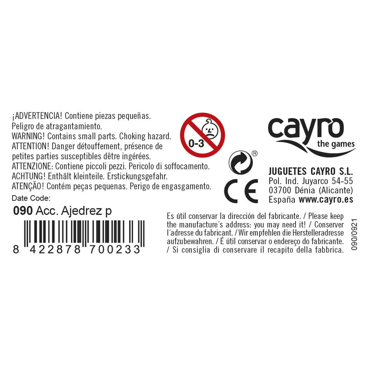 Schackpjäser Cayro 150.9 Plast - 2